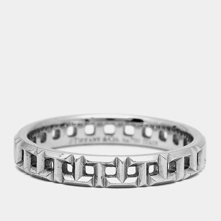 Pre Owned Tiffany & Co. Tiffany True 18k White Gold Narrow Ring Size 55