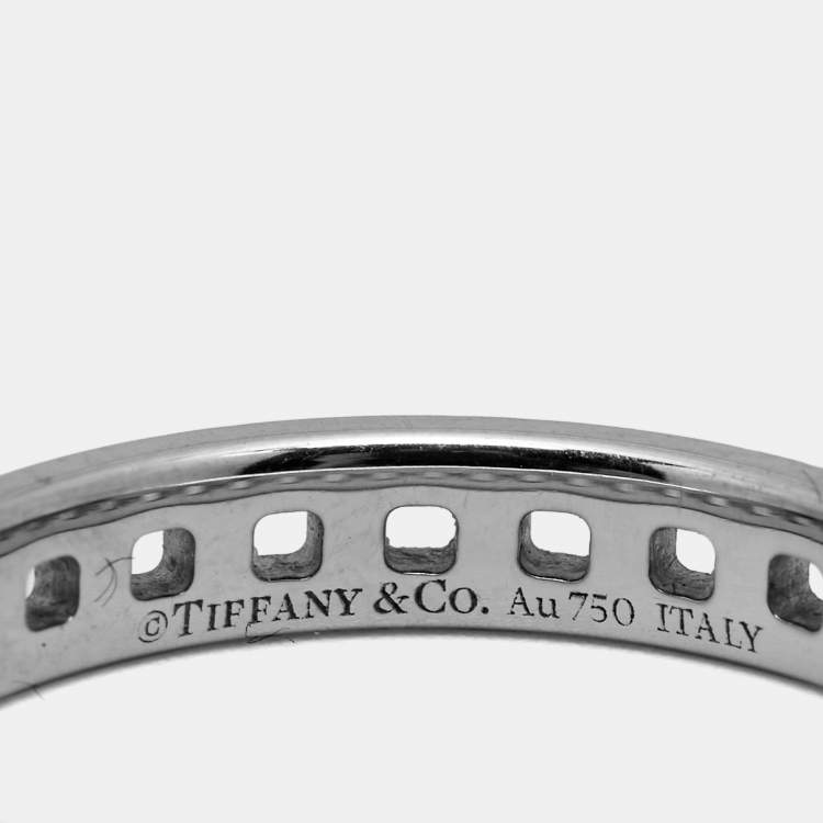 Pre Owned Tiffany & Co. Tiffany True 18k White Gold Narrow Ring Size 55