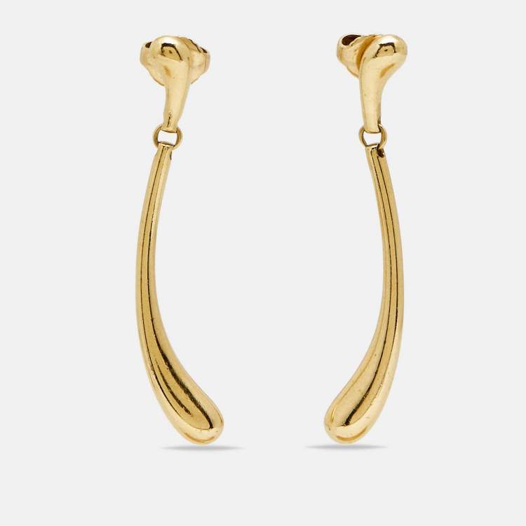 Pre Owned Tiffany & Co. Elsa Peretti Teardrop 18k Yellow Gold Dangle Earrings