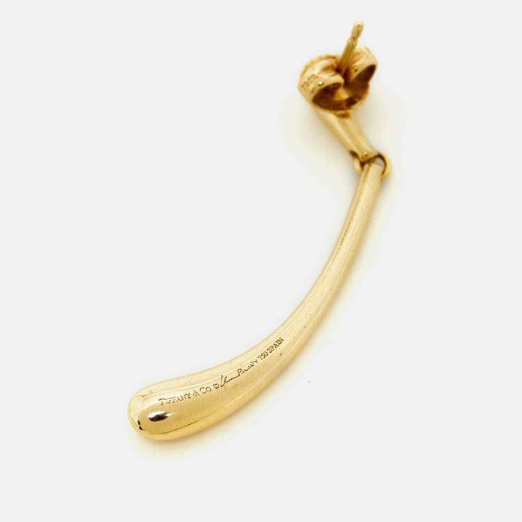 Pre Owned Tiffany & Co. Elsa Peretti Teardrop 18k Yellow Gold Dangle Earrings