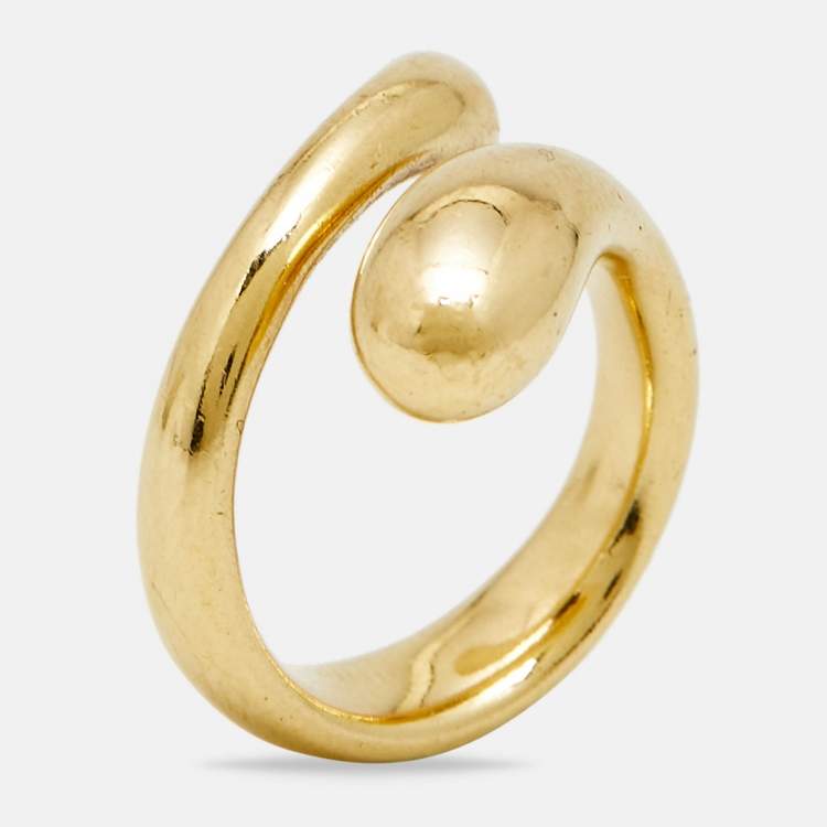 Pre Owned Tiffany & Co. Elsa Peretti Teardrop 18k Yellow Gold Ring Size 52