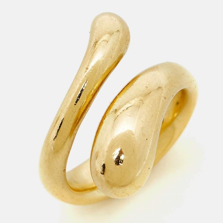 Pre Owned Tiffany & Co. Elsa Peretti Teardrop 18k Yellow Gold Ring Size 52