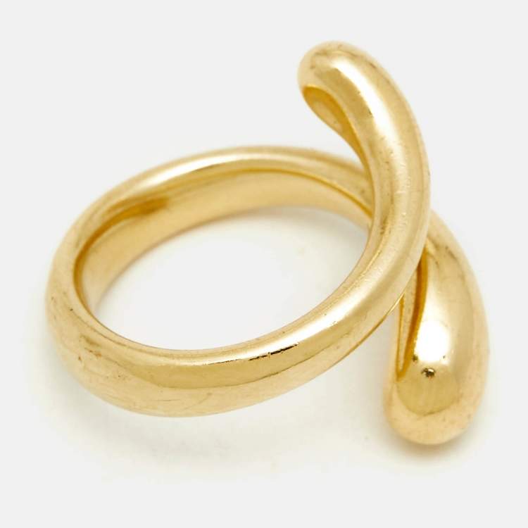 Pre Owned Tiffany & Co. Elsa Peretti Teardrop 18k Yellow Gold Ring Size 52