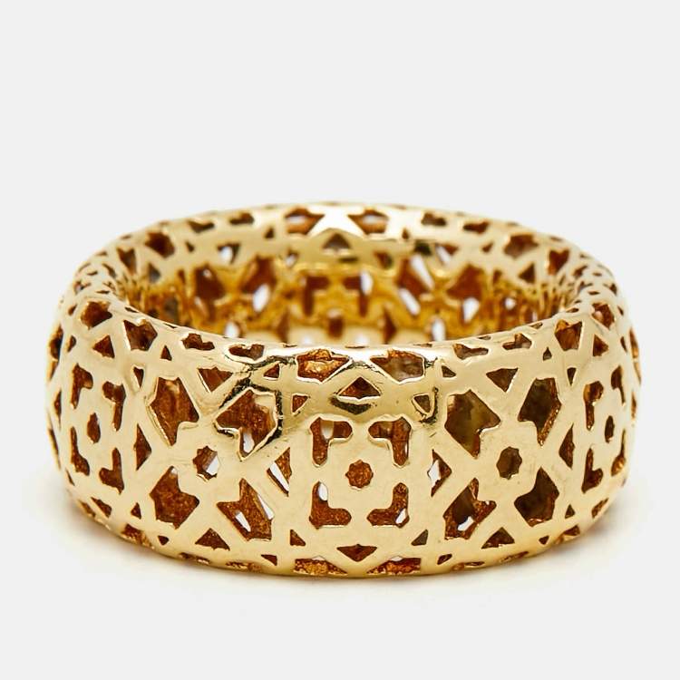Pre Owned Tiffany & Co. Paloma Picasso Marrakesh 18k Yellow Gold Band Ring Size 53
