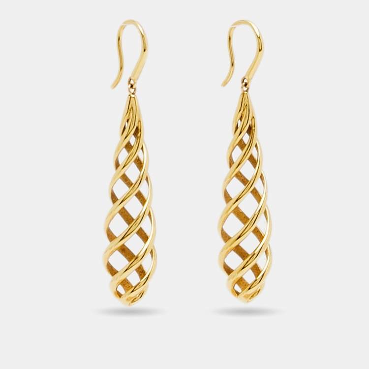 Pre Owned Tiffany & Co. Paloma Picasso Venezia Luce Spiral 18k Yellow Gold  Drop Earrings