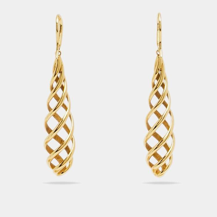 Pre Owned Tiffany & Co. Paloma Picasso Venezia Luce Spiral 18k Yellow Gold  Drop Earrings