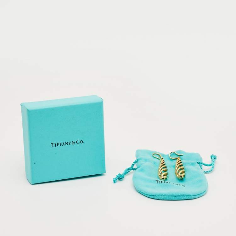 Pre Owned Tiffany & Co. Paloma Picasso Venezia Luce Spiral 18k Yellow Gold  Drop Earrings