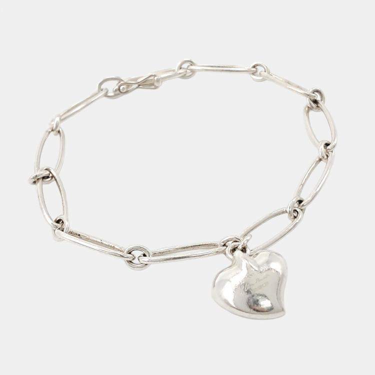 Pre Owned Tiffany Silver Full Heart Bracelet