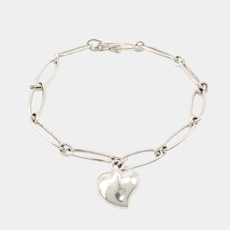 Pre Owned Tiffany Silver Full Heart Bracelet