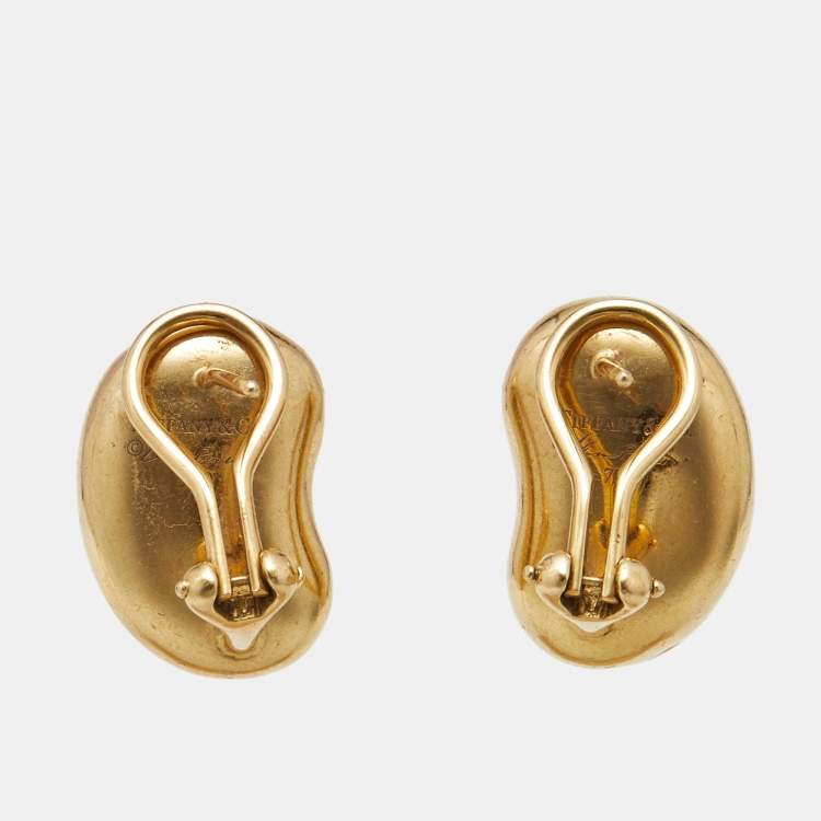 Pre Owned Tiffany & Co. Elsa Peretti Bean 18k Yellow Gold Earrings