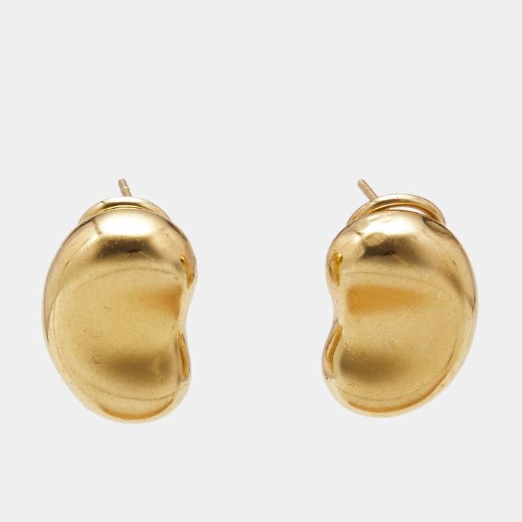 Pre Owned Tiffany & Co. Elsa Peretti Bean 18k Yellow Gold Earrings