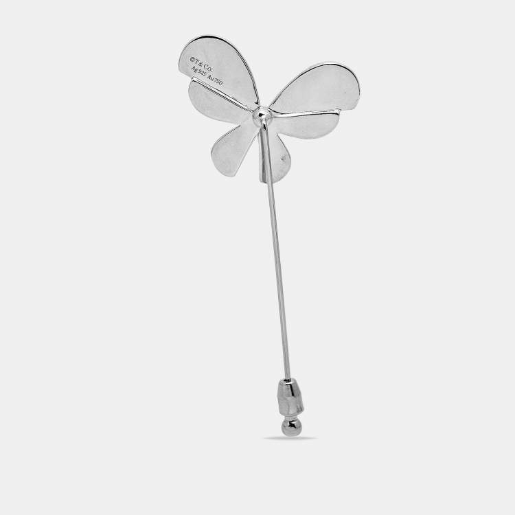 Pre Owned Tiffany & Co. Return to Tiffany Love Bugs Butterfly 18k Two-Tone Gold Sterling Silver Pin Brooch