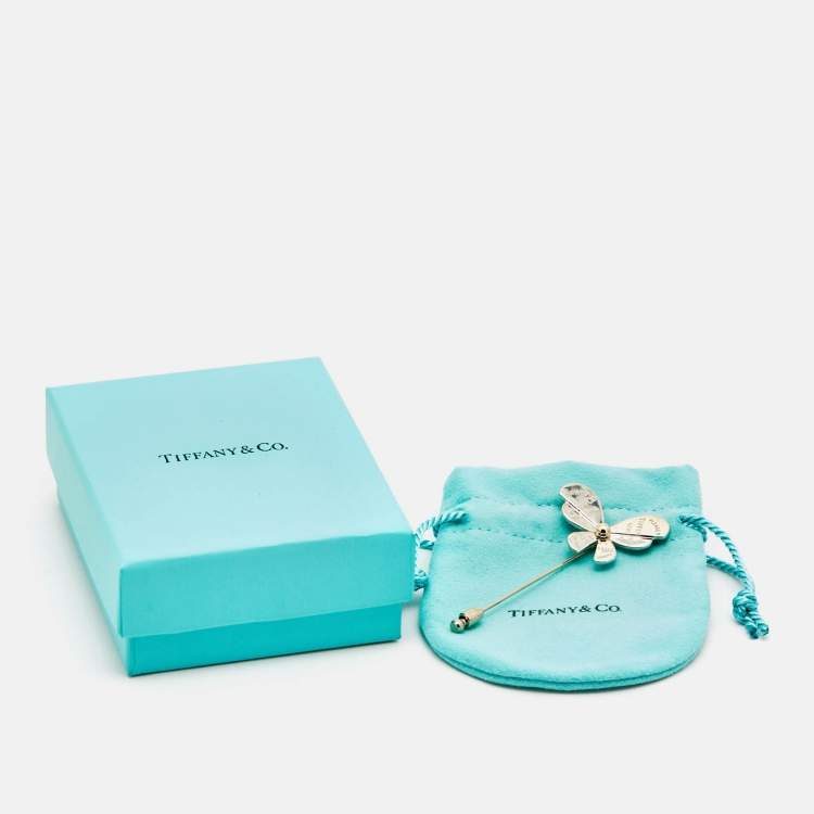 Pre Owned Tiffany & Co. Return to Tiffany Love Bugs Butterfly 18k Two-Tone Gold Sterling Silver Pin Brooch