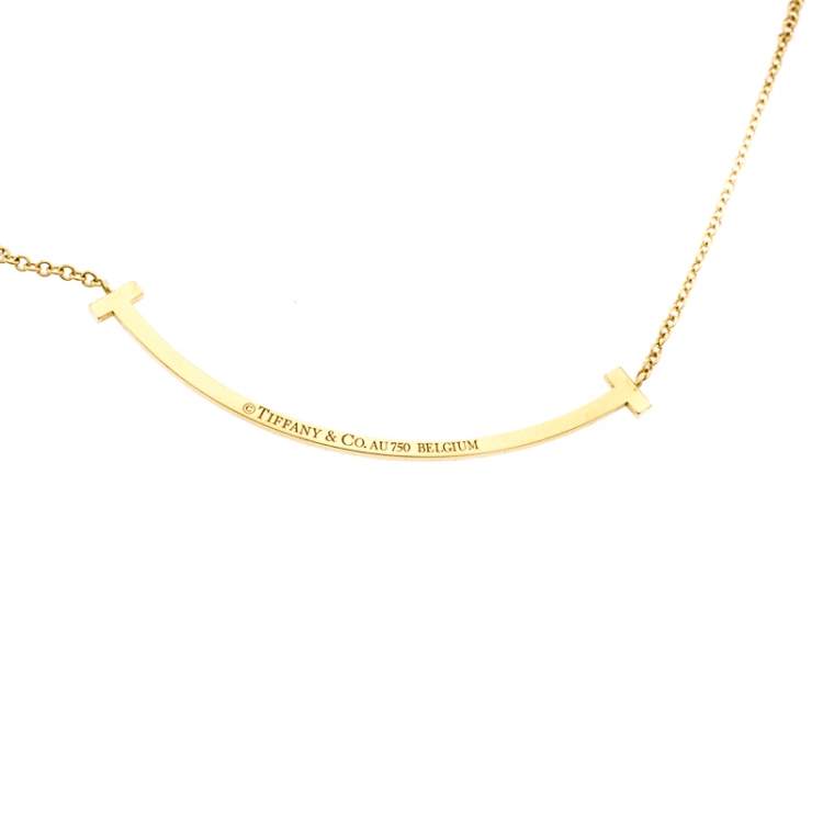 Pre Owned Tiffany & Co. Tiffany T Smile Diamond 18k Yellow Gold Necklace