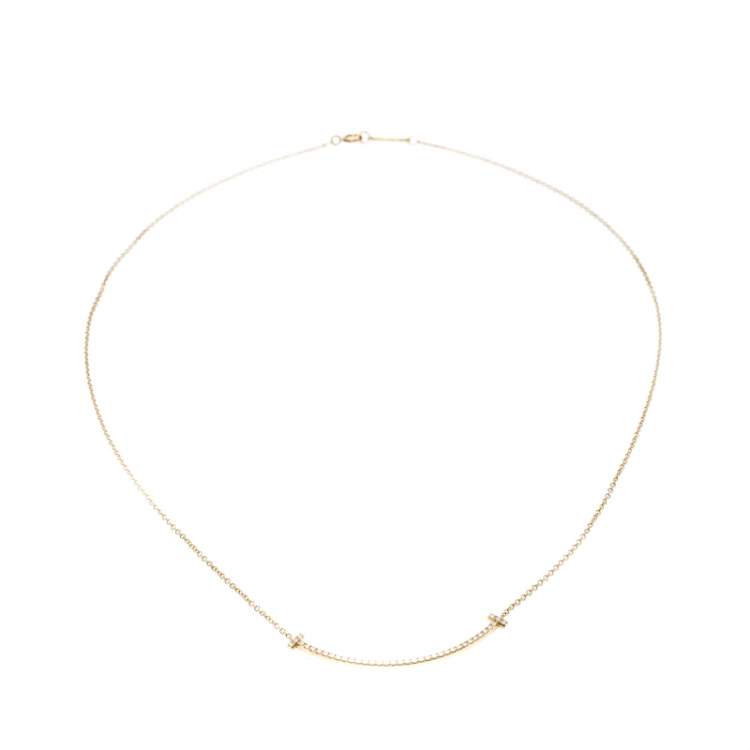 Pre Owned Tiffany & Co. Tiffany T Smile Diamond 18k Yellow Gold Necklace