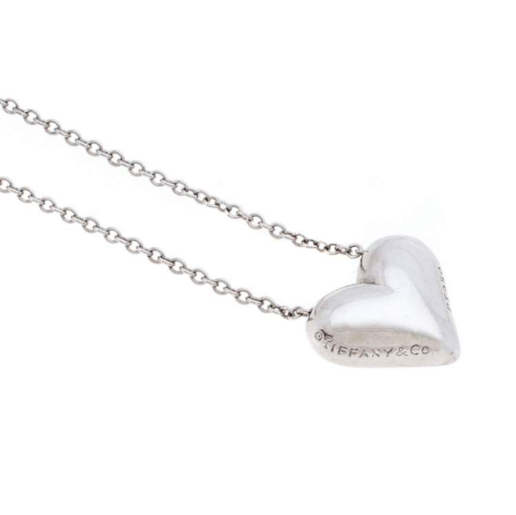 Pre Owned Tiffany & Co. Etoile Heart 5 Diamond Platinum Pendant Necklace