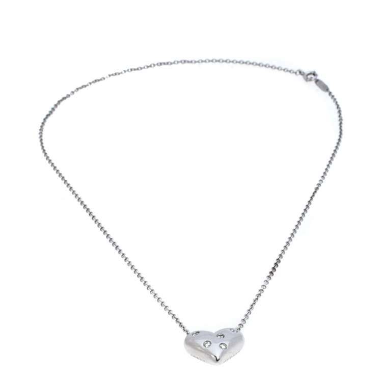 Pre Owned Tiffany & Co. Etoile Heart 5 Diamond Platinum Pendant Necklace