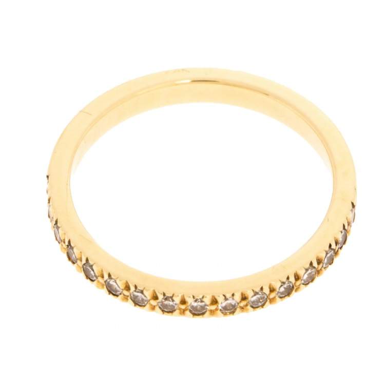مملوكة مسبقًا Tiffany & Co. Diamond 18k Yellow Gold Half Eternity Ring Size 50