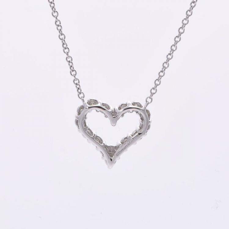 Pre Owned Tiffany & Co. Sentimental Diamond Heart Platinum Necklace 