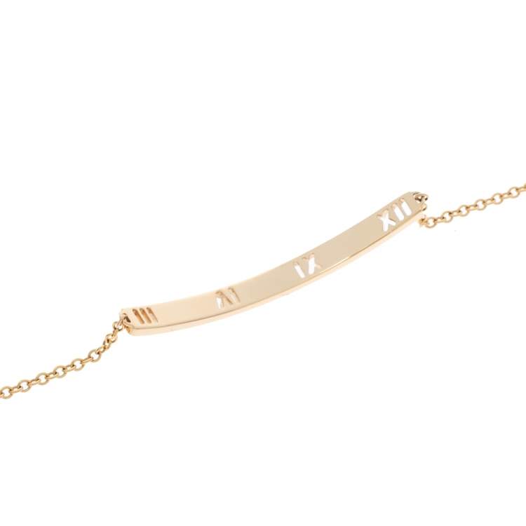 Pre Owned Tiffany & Co. Atlas Pierced Diamond 18K Rose Gold Bracelet