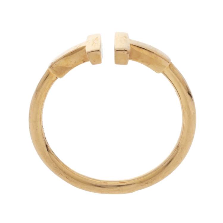 Pre Owned Tiffany & Co. T Wire 18K Rose Gold Open Ring Size 55