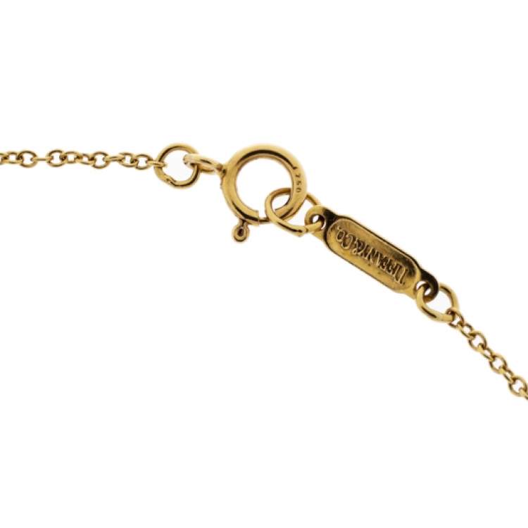 Pre Owned Tiffany & Co Diamond Cultured Pearl 18K Yellow Gold Pendant Necklace