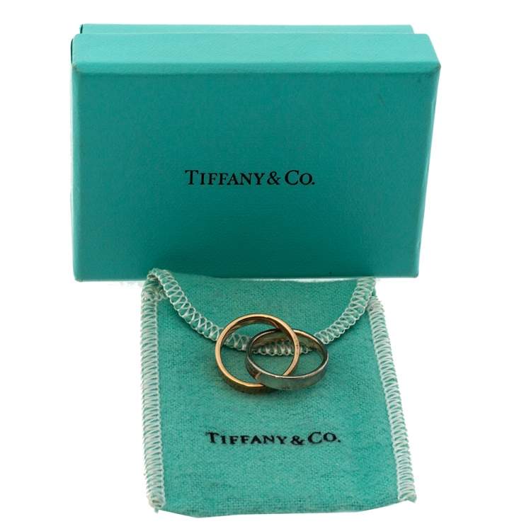 Pre Owned Tiffany & Co. Tiffany 1837 Interlocking Circles 18K Rose Gold & Silver Ring Size 47