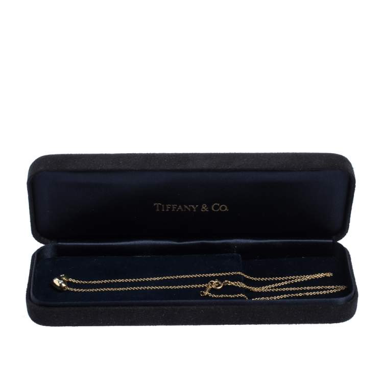 Pre Owned Tiffany & Co. Etoile Diamond Heart Motif 18K Yellow Gold Platinum Pendant Necklace