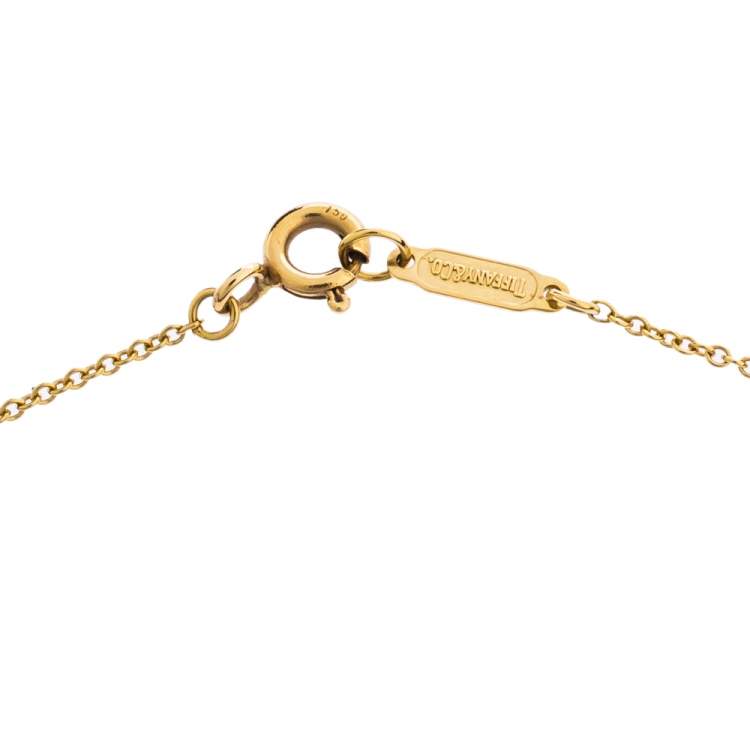 Pre Owned Tiffany & Co. Etoile Diamond Heart Motif 18K Yellow Gold Platinum Pendant Necklace