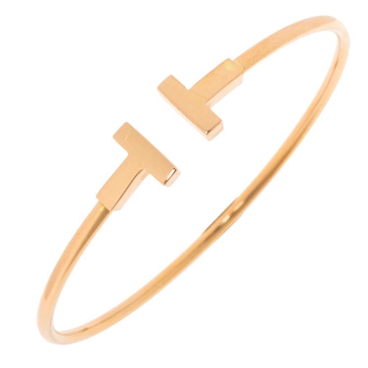 Pre Owned Tiffany & Co. T Wire 18K Rose Gold Bracelet