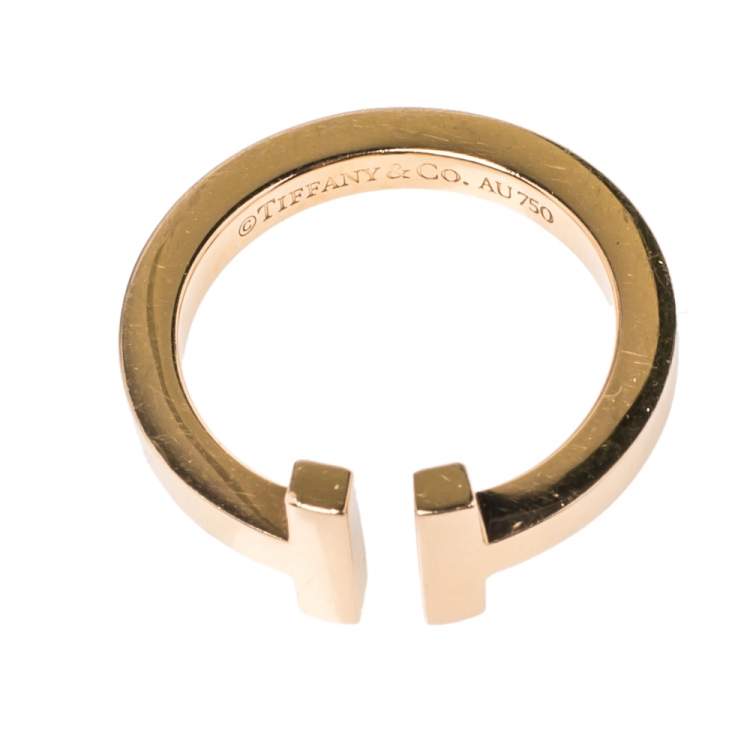 Pre Owned Tiffany & Co. T Square 18K Rose Gold Ring 55