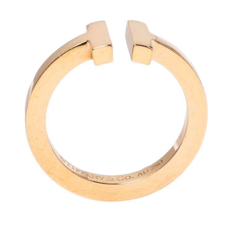 Pre Owned Tiffany & Co. T Square 18K Rose Gold Ring 55