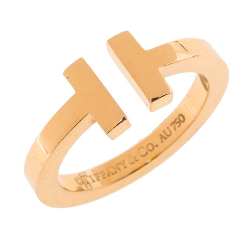 Pre Owned Tiffany & Co. T Square 18K Rose Gold Ring 55