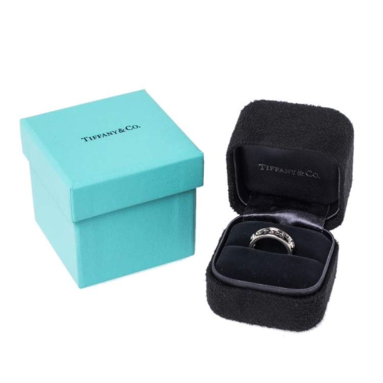 Pre Owned Tiffany & Co.Tiffany 1837 Diamond 18K White Gold Ring Size 48