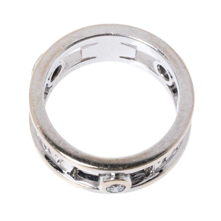 Pre Owned Tiffany & Co.Tiffany 1837 Diamond 18K White Gold Ring Size 48