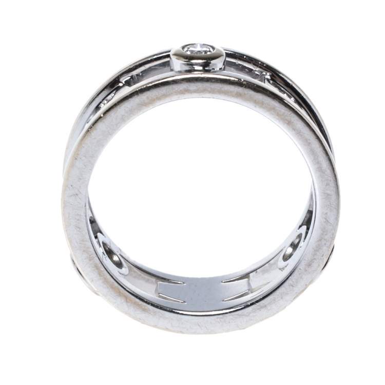 Pre Owned Tiffany & Co.Tiffany 1837 Diamond 18K White Gold Ring Size 48