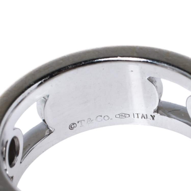 Pre Owned Tiffany & Co.Tiffany 1837 Diamond 18K White Gold Ring Size 48