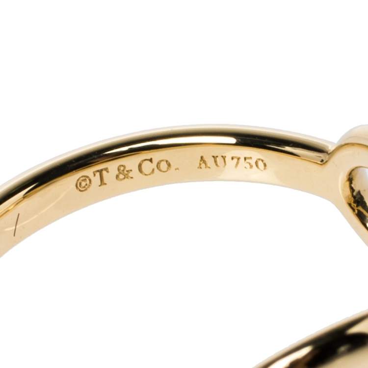 Pre Owned Tiffany & Co. Infinity 18K Yellow Gold Ring Size 50