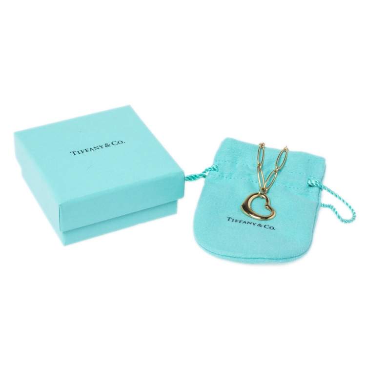Pre Owned Tiffany & Co. Elsa Peretti Open Heart 18K Yellow Gold Charm Bracelet