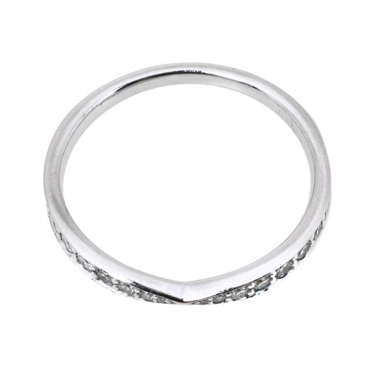 Pre Owned Tiffany & Co. Harmony Platinum Diamond Ring Size 55