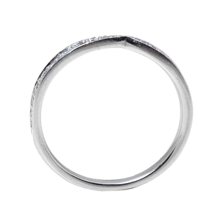 Pre Owned Tiffany & Co. Harmony Platinum Diamond Ring Size 55