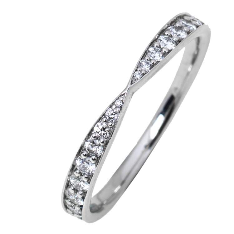 Pre Owned Tiffany & Co. Harmony Platinum Diamond Ring Size 55