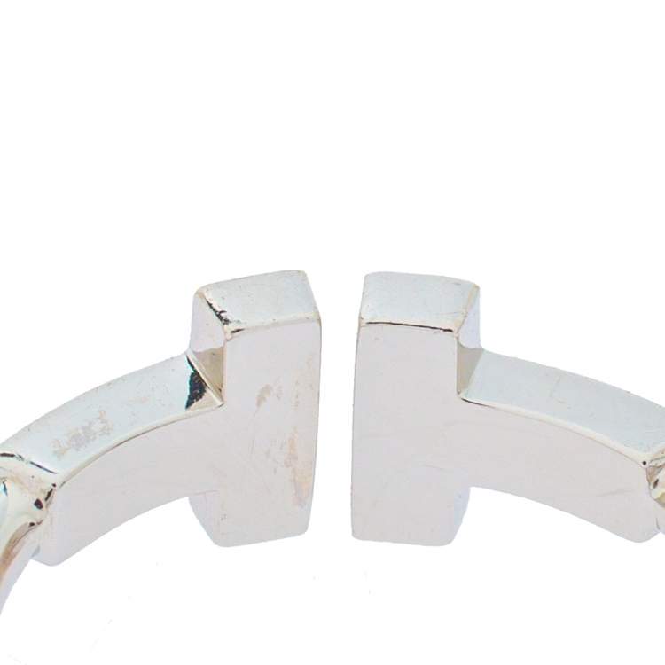 Pre Owned Tiffany & Co. Tiffany T Diamond Wire 18K White Gold Ring Size 48