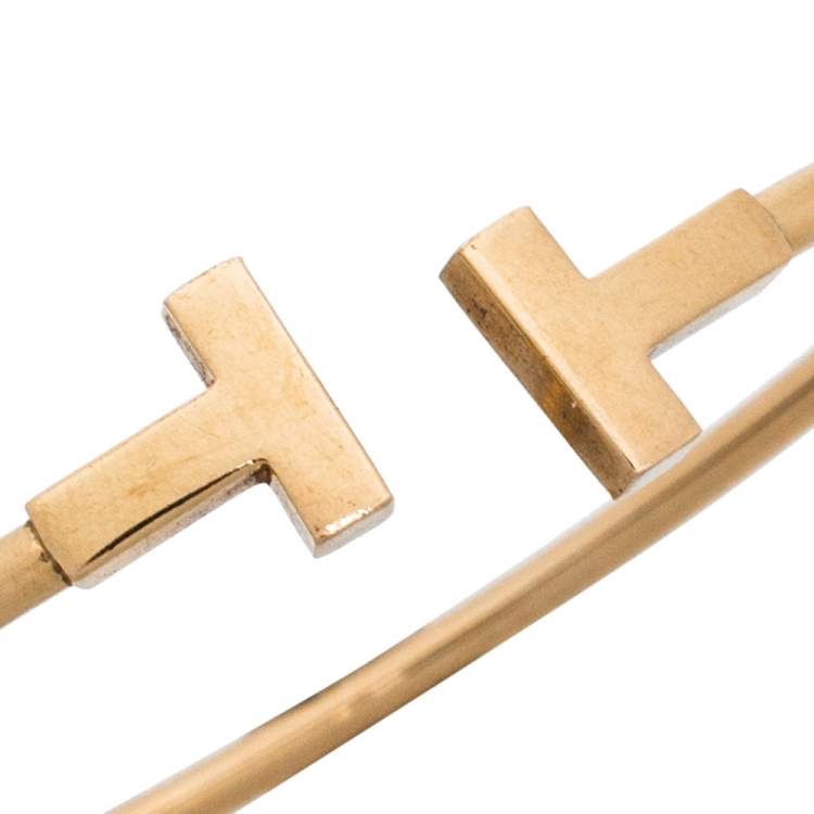 Pre Owned Tiffany & Co. T Wire 18K Rose Gold Bracelet