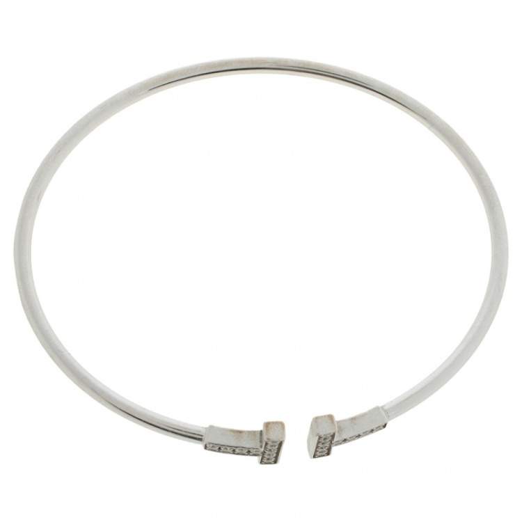 Pre Owned Tiffany & Co. T Wire Diamond 18K White Gold Bracelet