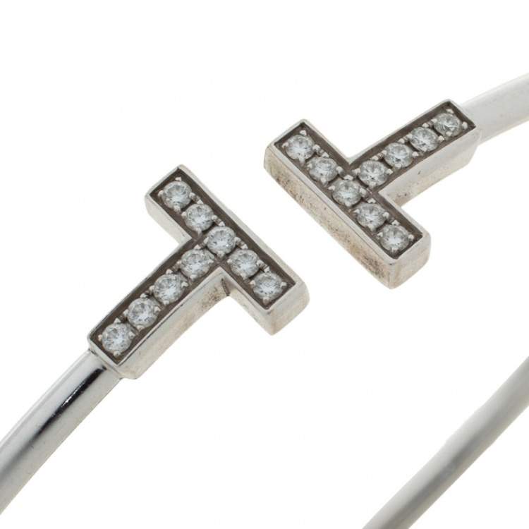 Pre Owned Tiffany & Co. T Wire Diamond 18K White Gold Bracelet
