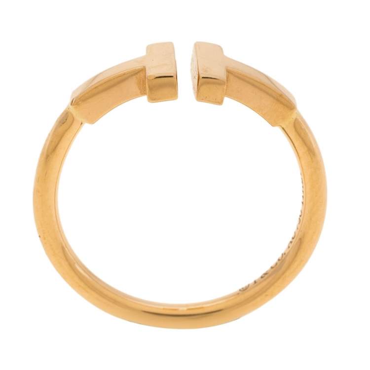 Pre Owned Tiffany & Co. T Wire 18K Rose Gold Ring Size 51