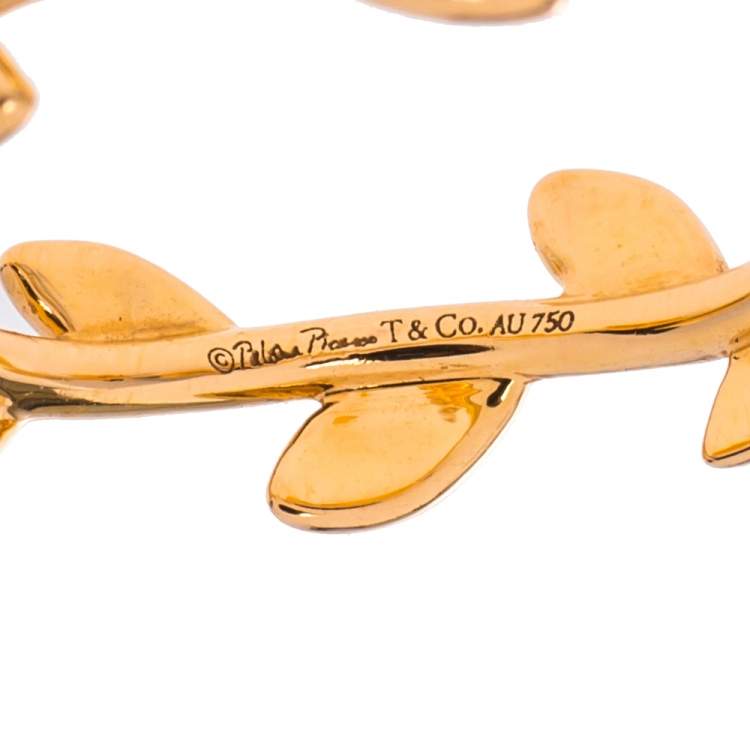 Pre Owned Tiffany & Co. Paloma Picasso Olive Leaf 18K Rose Gold Band Ring Size 49