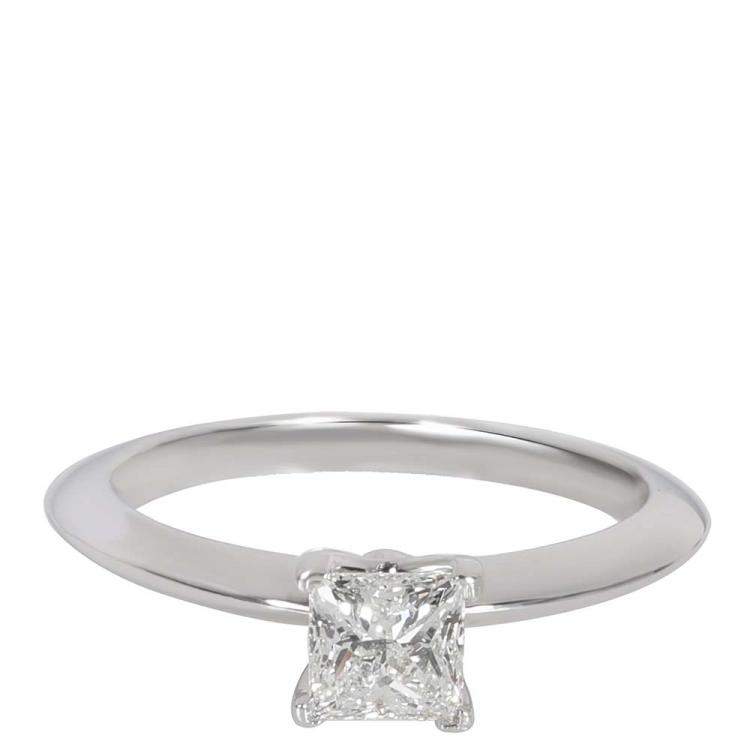 Pre Owned Tiffany & Co. Diamond Engagement Platinum Ring Size EU 50