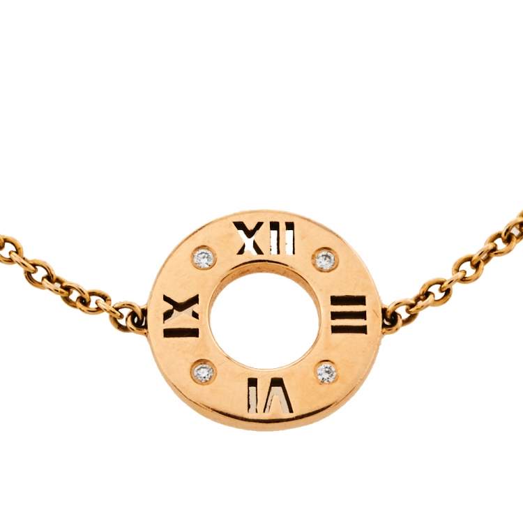 Pre Owned  Tiffany & Co. Atlas Pierced Diamond 18K Rose Gold Bracelet